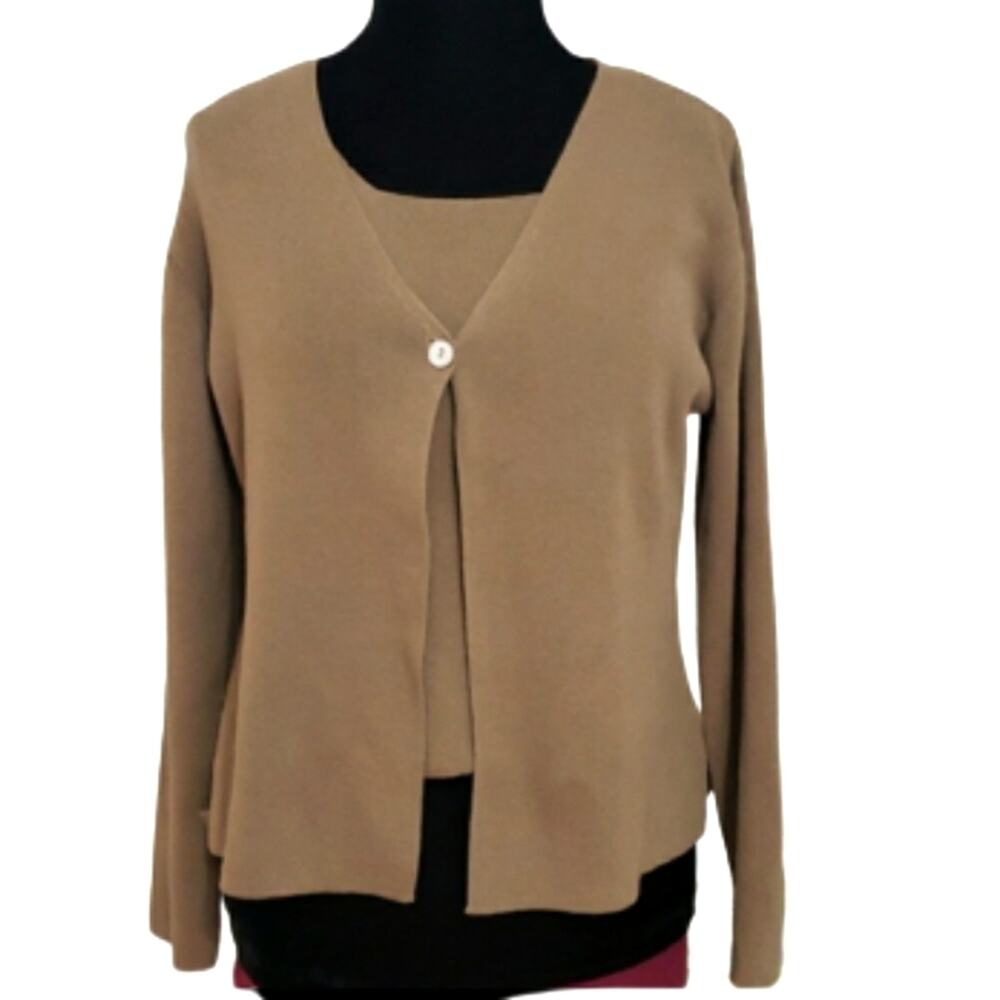 Gett Wool Two-Piece‎ Tank Top and Cardigan Sweater Set Large